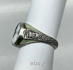 Russian Imperial 84 Silver NAVY Ring Shell carving