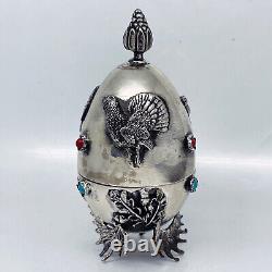 Russian Imperial 84 Silver Opening Easter Egg with a Hunting Theme 1878 y