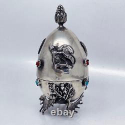 Russian Imperial 84 Silver Opening Easter Egg with a Hunting Theme 1878 y
