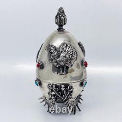 Russian Imperial 84 Silver Opening Easter Egg with a Hunting Theme 1878 y