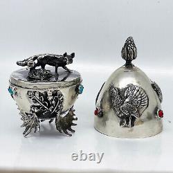 Russian Imperial 84 Silver Opening Easter Egg with a Hunting Theme 1878 y
