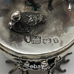 Russian Imperial 84 Silver Opening Easter Egg with a Hunting Theme 1878 y