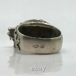 Russian Imperial 84 Silver ring with BEAR and Ruby