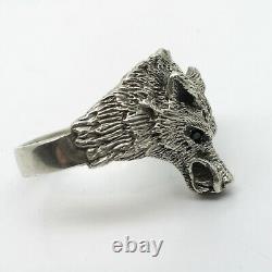 Russian Imperial 84 Silver ring with WOLF and Ruby
