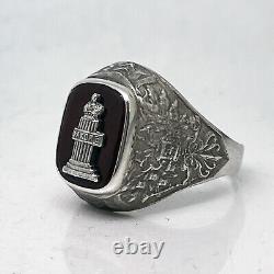 Russian Imperial 88 Silver Enamel Ring LAW August Hollming