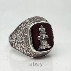 Russian Imperial 88 Silver Enamel Ring LAW August Hollming