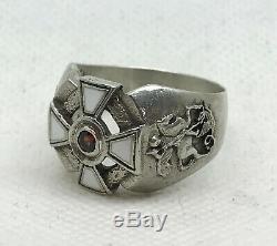 Russian Imperial Enamel 84 Silver ring with St. George Cross