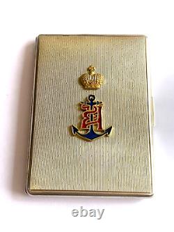 Russian Imperial Faberge Solid Silver 84 Nicholas II Gild Enamel Cigarette Box