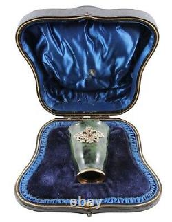 Russian Imperial Gold Jade Cup, Boxed