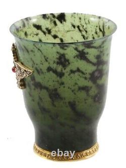 Russian Imperial Gold Jade Cup, Boxed