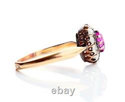 Russian Imperial Halo Ring 0.5ct Ruby Diamonds solid 56 14K Gold Ø US5.75 / 2.3