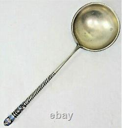 Russian Imperial Klingert Silver 84 Shaded Enamel Cloisonne Spoon Hallmark Large