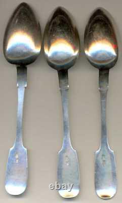 Russian Imperial Silver 84 Set of 3 Dessert Spoons St. Petersburg 1890s Maker MK