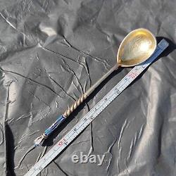 Russian Imperial Silver 88 Cloisonne Enamel Spoon A. Gorianov For Faberge Antique