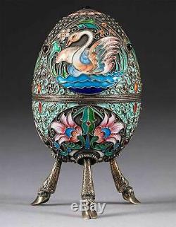 Russian Imperial Silver & Cloisonne Egg