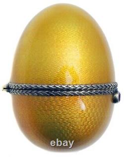 Russian Imperial Silver Guilloche Enamel Egg