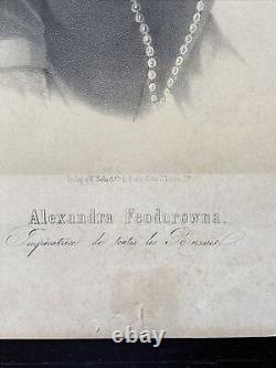 Russian Royal Family Empires Tsarina Alexandra Feodorowna Gold Frame Engraving