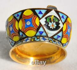 Russian Royal Imperial Tsar 84 Enamel Salt Cellar Holder Spoon Kovsh Ladle Cap