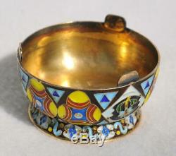 Russian Royal Imperial Tsar 84 Enamel Salt Cellar Holder Spoon Kovsh Ladle Cap