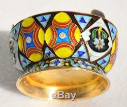 Russian Royal Imperial Tsar 84 Enamel Salt Cellar Holder Spoon Kovsh Ladle Cap