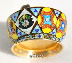 Russian Royal Imperial Tsar 84 Enamel Salt Cellar Holder Spoon Kovsh Ladle Cap