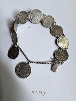 Russian Silver Coin Bracelet Pre Revolution Imperial 1902- 1916 Kopek Coins