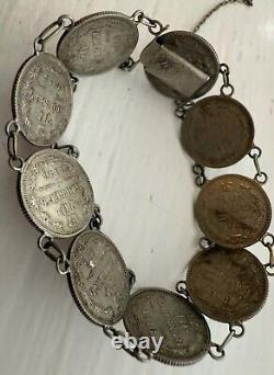 Russian Silver Coin Bracelet Pre Revolution Imperial 1916 Kopek Coins