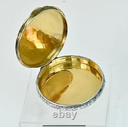 Russian Silver Round Case /Box Gilded Interior, 84 Kokoshnick St Petersburg c1900