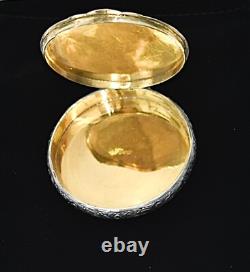 Russian Silver Round Case /Box Gilded Interior, 84 Kokoshnick St Petersburg c1900
