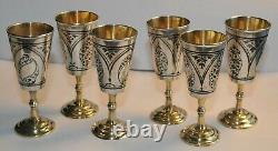 Russian Soviet Royal 875 Silver Cup Vodka Shots Goblet Chalice Kovsh Bowl Egg