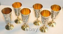 Russian Soviet Royal 875 Silver Cup Vodka Shots Goblet Chalice Kovsh Bowl Egg