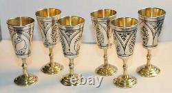 Russian Soviet Royal 875 Silver Cup Vodka Shots Goblet Chalice Kovsh Bowl Egg