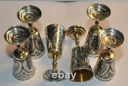 Russian Soviet Royal 875 Silver Cup Vodka Shots Goblet Chalice Kovsh Bowl Egg