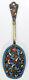 STUNNING! Antique IMPERIAL RUSSIAN 84 Silver ENAMEL Gold CADDY SPOON Sugar Scoop