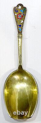 STUNNING! Antique IMPERIAL RUSSIAN 84 Silver ENAMEL Gold CADDY SPOON Sugar Scoop