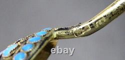 STUNNING! Antique IMPERIAL RUSSIAN 84 Silver ENAMEL Gold CADDY SPOON Sugar Scoop