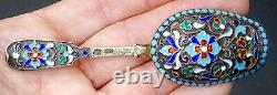 STUNNING! Antique IMPERIAL RUSSIAN 84 Silver ENAMEL Gold CADDY SPOON Sugar Scoop