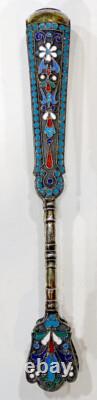 STUNNING! Antique IMPERIAL RUSSIAN 84 Silver ENAMEL Gold Vermeil SUGAR TONGS