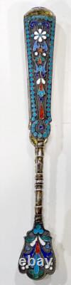 STUNNING! Antique IMPERIAL RUSSIAN 84 Silver ENAMEL Gold Vermeil SUGAR TONGS