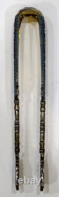 STUNNING! Antique IMPERIAL RUSSIAN 84 Silver ENAMEL Gold Vermeil SUGAR TONGS