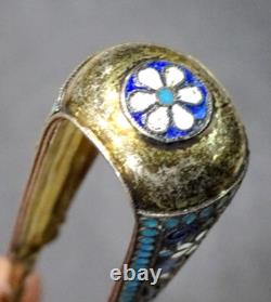 STUNNING! Antique IMPERIAL RUSSIAN 84 Silver ENAMEL Gold Vermeil SUGAR TONGS