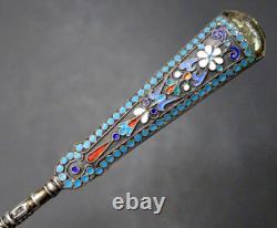 STUNNING! Antique IMPERIAL RUSSIAN 84 Silver ENAMEL Gold Vermeil SUGAR TONGS