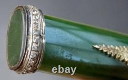 STUNNING! Antique IMPERIAL RUSSIAN Desk Wax Seal JADE Gold Gilt RUBY