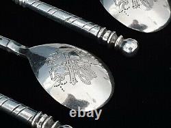 Set 12 Rare Antique Imperial Russian 84 Silver Twist Tea Spoons Cypher Russia RU