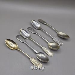 Set Of 6 Imperial Russian Anatoly Apollonovich Artsybashev Spoons 84 Silver 1896