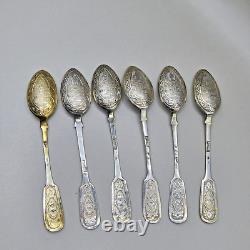 Set Of 6 Imperial Russian Anatoly Apollonovich Artsybashev Spoons 84 Silver 1896