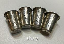 Set Russian Imperial Silver 84 Four Cups WithTray Total Weight 80 Grams Hallmarked