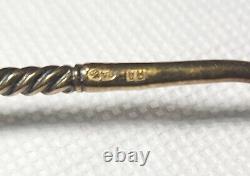Set of 5 Antique Imperial Russian Sterling Silver 84 Enamel Tea Spoons 1840-1927