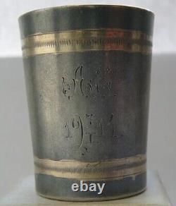 Silver 84 Cup Engraving Gilding Signed Imperial Russian 1914