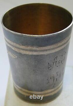 Silver 84 Cup Engraving Gilding Signed Imperial Russian 1914